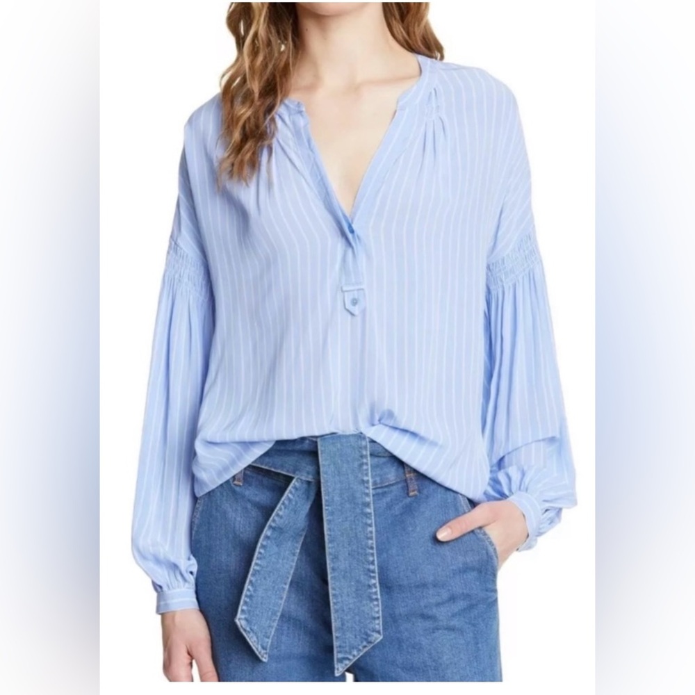Joie Sky Blue Striped Blouse